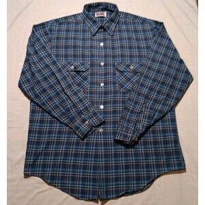 Vintage Big Mac Shirt Mens Large Purple Plaid Cotton Western Work Wear *Pics*